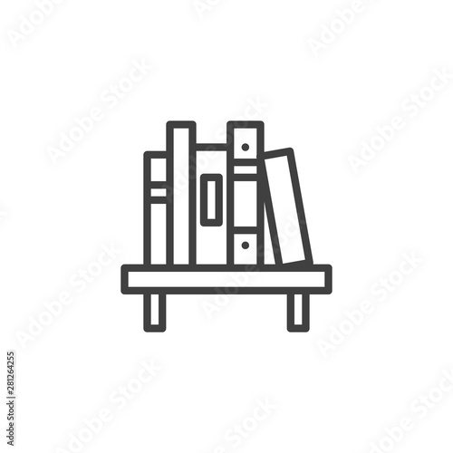 Shelf with book line icon. linear style sign for mobile concept and web design. Bookshelf with stacked books outline vector icon. Symbol, logo illustration. Vector graphics