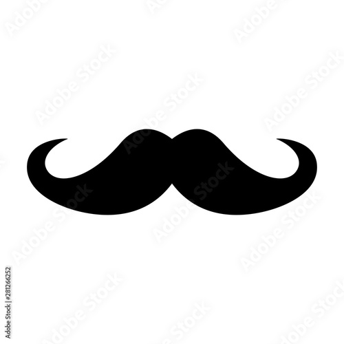 Black mustache barbershop symbol for men. Mustache icon for barbershop or salon, vector icon.