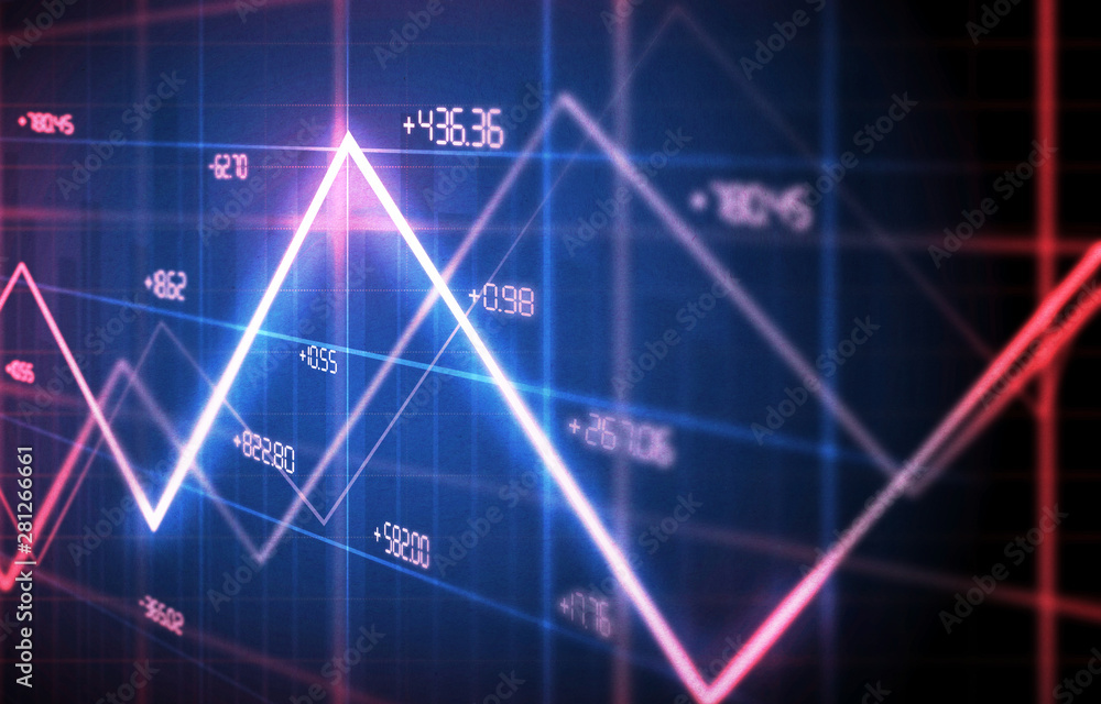 financial charts and graphs background . line graph on screen , illustration financial charts and graphs background . line graph on screen , illustration