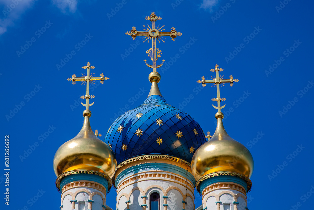 Domes of the temple in Rublevo (Moscow, Russia)