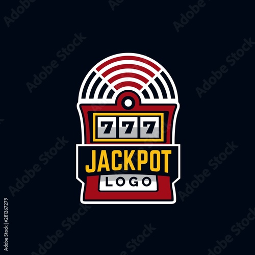 Jackpot machine with text colorful badge illustration logo design