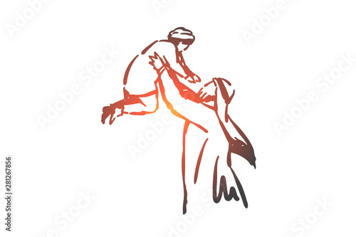 Family, parents and child, generations concept sketch. Hand drawn isolated vector illustration