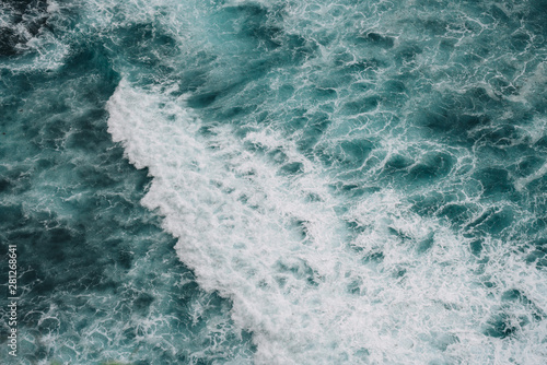 Pattern of ocean, sea waves, splashes and sea foam background