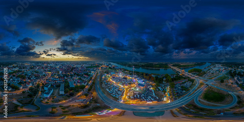 aerial night panorama of the backfischfest in worms germany