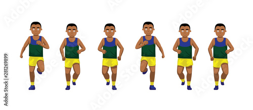 Athlete Man Running Animation Cartoon Vector Illustration
