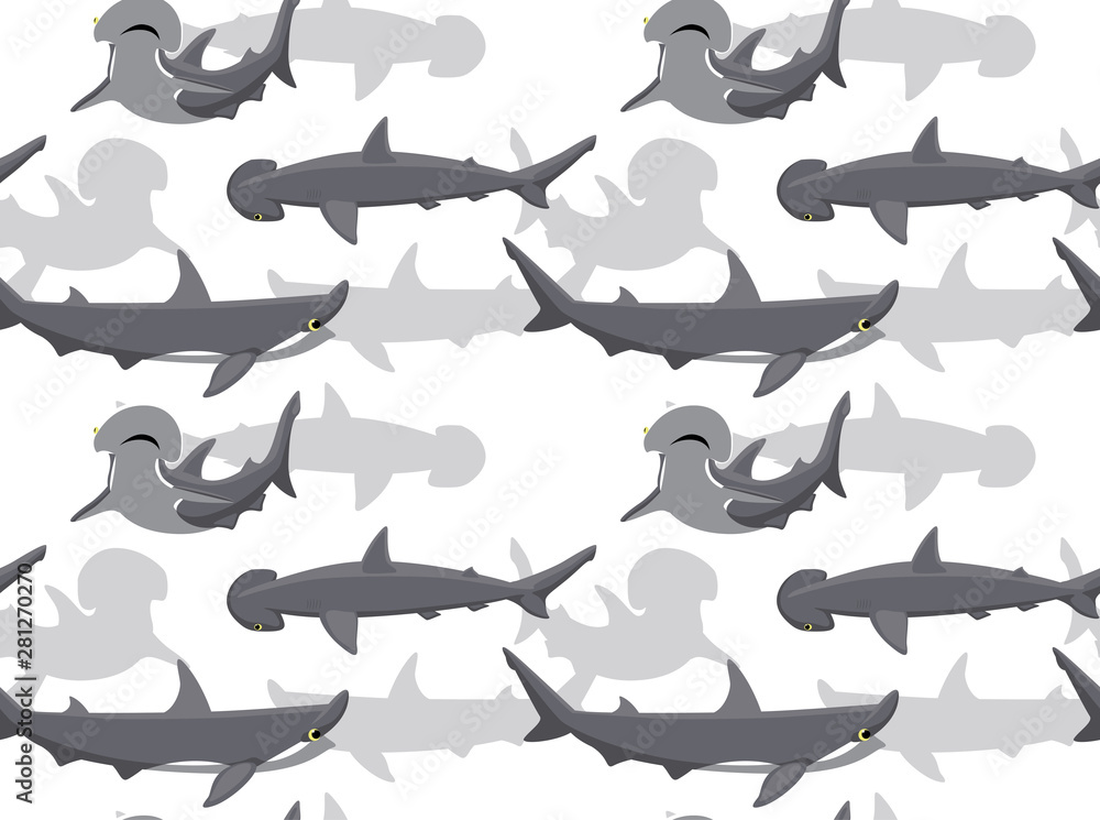 Bonnethead Shark Cartoon Background Seamless Wallpaper Stock Vector | Adobe  Stock