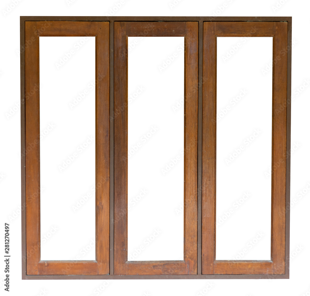 Wood window isolated on white background. Save with clipping path Wood window isolated on white background. Save with clipping path