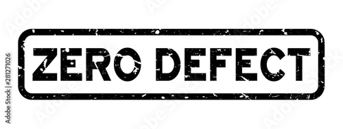Grunge black zero defect word square rubber seal stamp on white background