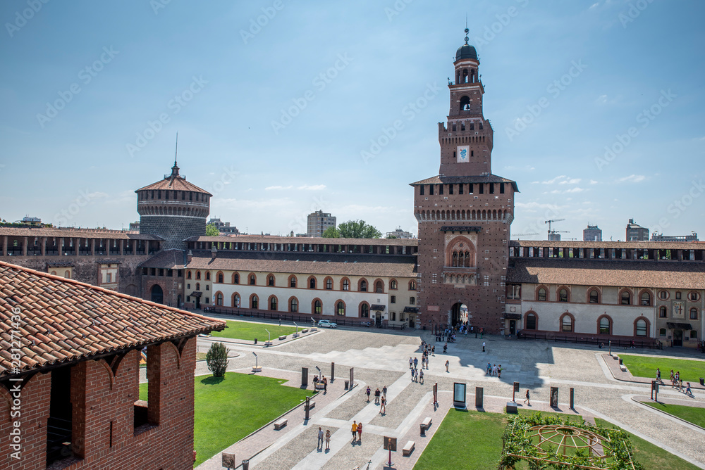 Obraz premium The Sforza Castle - Castello Sforzesco in Milan, Italy