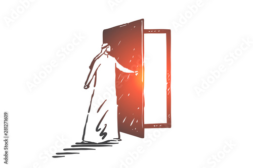 Searching, analysis, hunting, audit, navigation concept sketch. Hand drawn isolated vector illustration