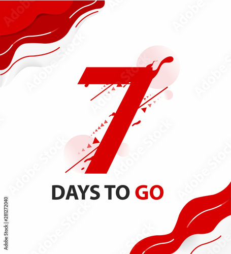 Seven days to go. vector typography logotype illustration