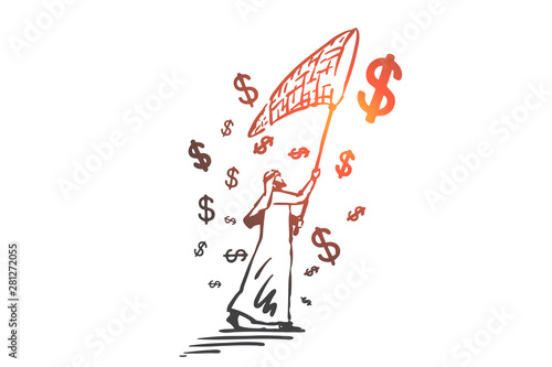 Income, investment, passive income concept sketch. Hand drawn isolated vector illustration