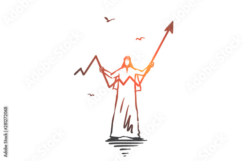 Success, leadership concept sketch. Hand drawn isolated vector illustration