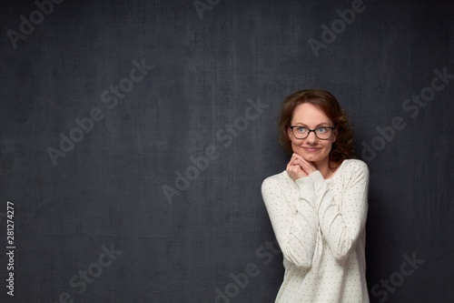 Portrait of happy girl dreaming about something pleasant © Andrei Korzhyts