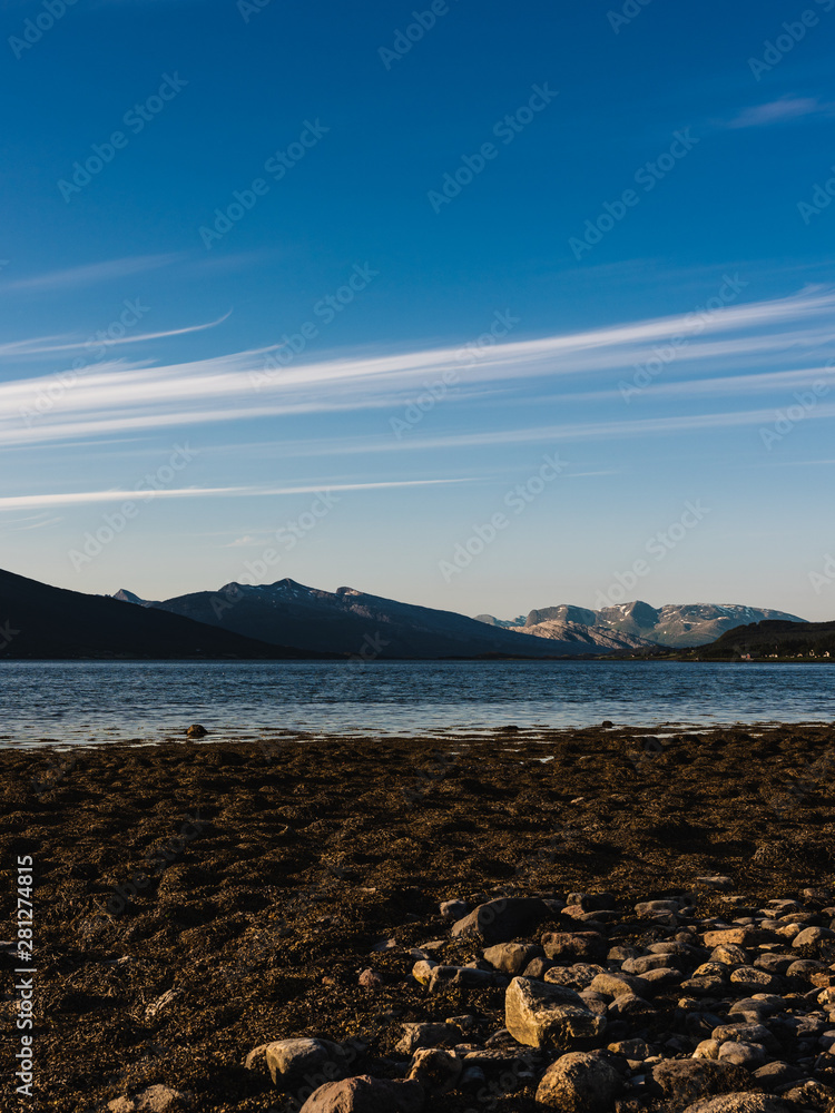 Sunset over fjord