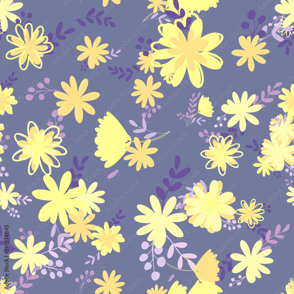 yellow warm simple plain vector smooth flowers in seamless pattern yellow warm simple plain vector smooth flowers in seamless pattern