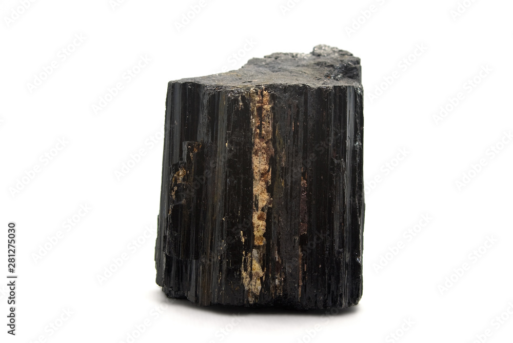 Black tourmaline (Schörl) isolated on white Black tourmaline (Schörl) isolated on white