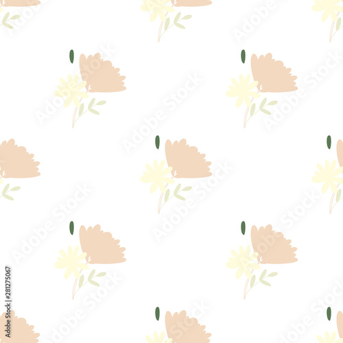 Pattern of bouquets of simple, clear, ordinary flowers in Victorian colors