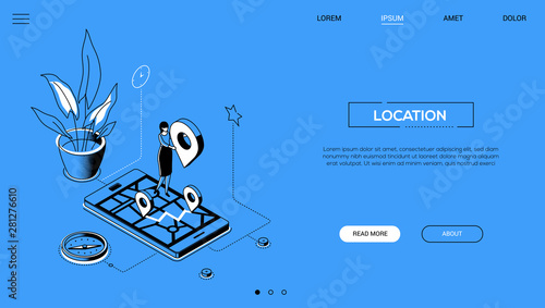 Location - line design style isometric web banner