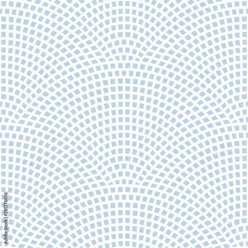 Vector light wavy seamless geometrical pattern of medieval street pavement blue stones on white background. Floor tile, wallpaper, texture map for games, page fill, Mediterranean terrazzo mosaic style