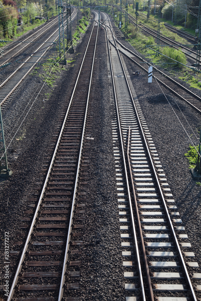 railway tracks  with crossing