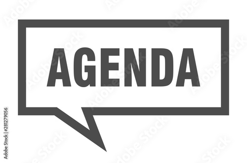 agenda sign. agenda square speech bubble. agenda