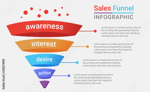 Color full sales funnel infographic design illustration vector