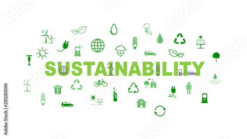 Green Business template and background for Sustainability concept with flat icons