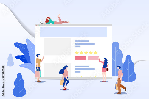 Fototapeta Naklejka Na Ścianę i Meble -  Modern flat design concept of people and Business Online Shopping for M-Commerce with decorated small people character. Landing page template for website and mobile website development UI, UX design.