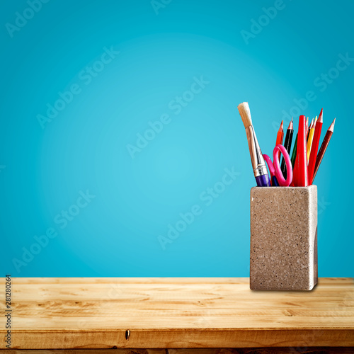 School desk of free space for your decoration 