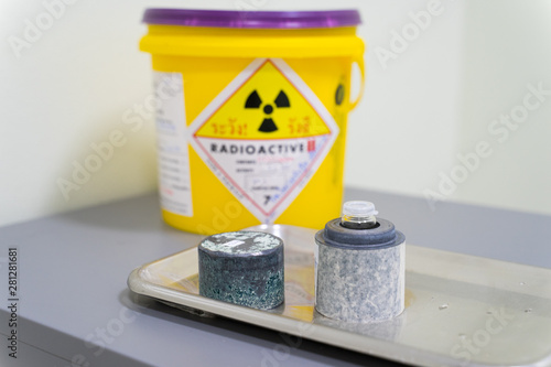 Iodine 131(I-131)Radioactive isotopes used for hyperthyroidism treatment are stored in Lead boxes for safety.