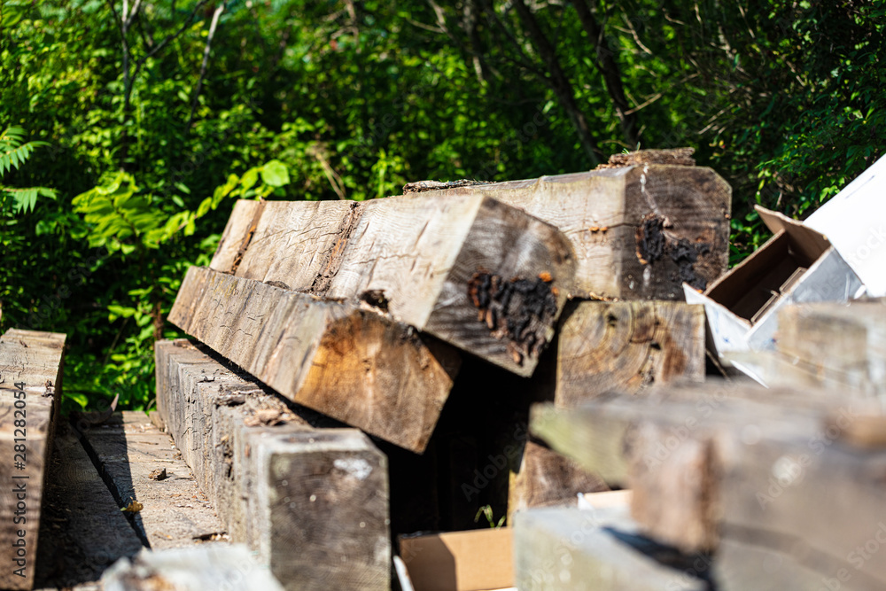 Railroad Ties Grouped Together On Top Of Eachother Railroad Ties Grouped Together On Top Of Eachother