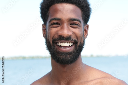 Beautiful black man outside