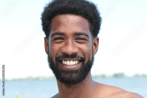 Beautiful black man outside