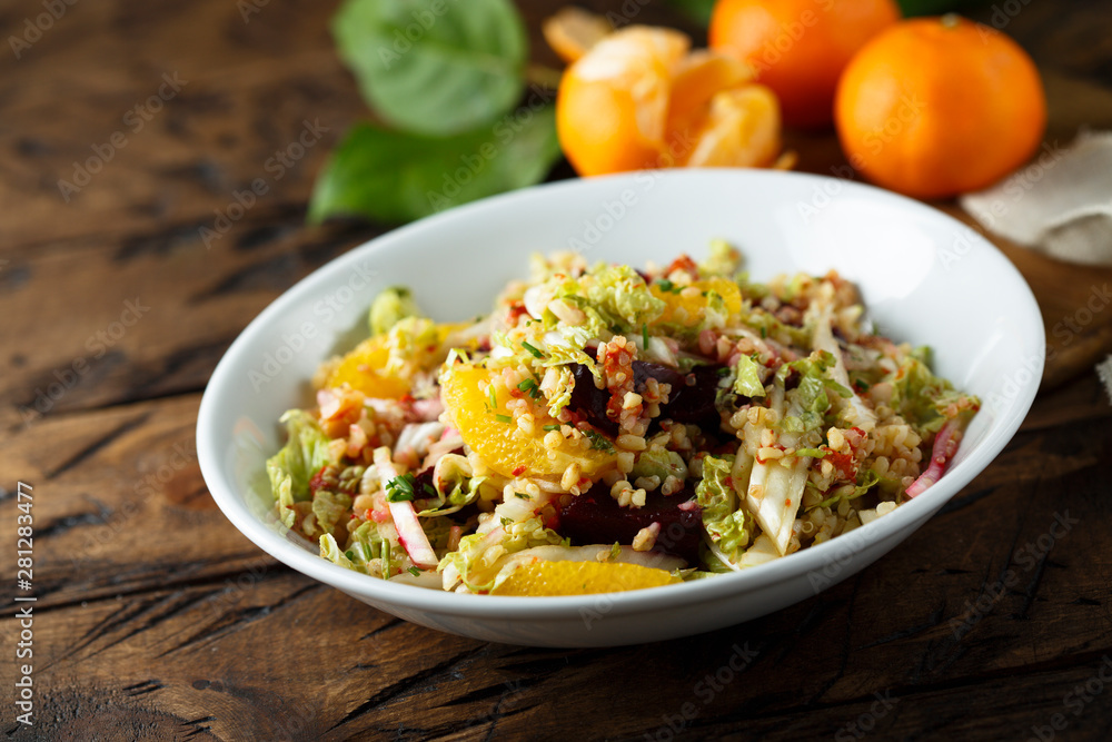 Cabbage salad with orange and beetroot Cabbage salad with orange and beetroot