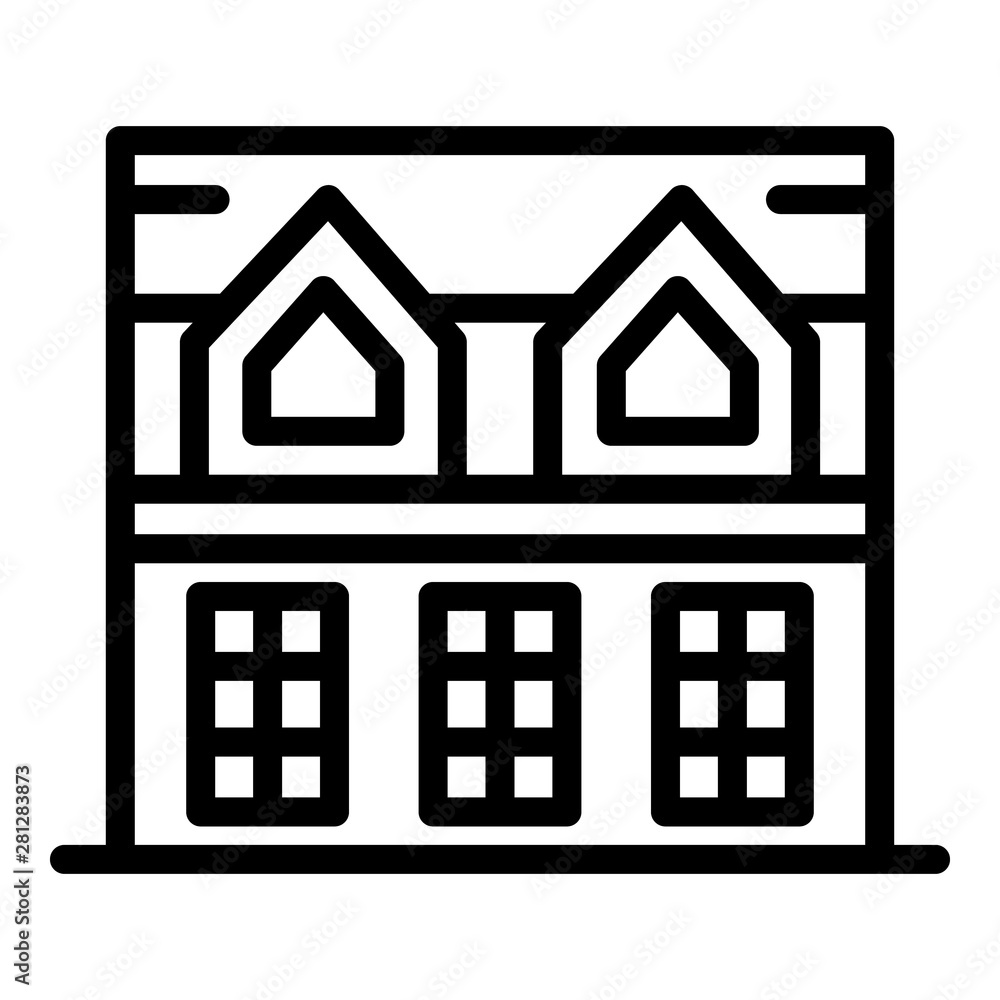 House with attic icon. Outline house with attic vector icon for web design isolated on white background House with attic icon. Outline house with attic vector icon for web design isolated on white background