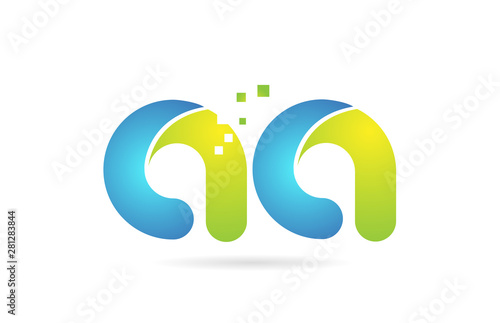 aa a a blue green combination alphabet letter logo icon design