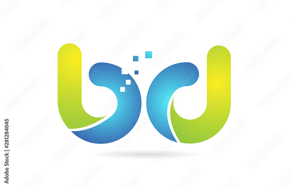 bd b d blue green combination alphabet letter logo icon design - obrazy, fototapety, plakaty 