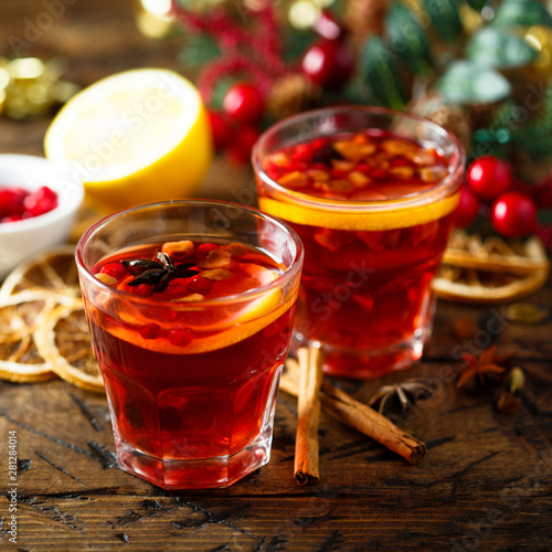 Traditional homemade berry punch with spices