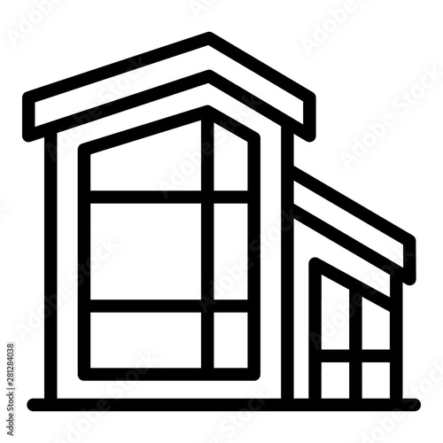House with large windows icon. Outline house with large windows vector icon for web design isolated on white background