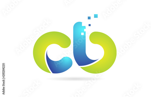 cb c b blue green combination alphabet letter logo icon design