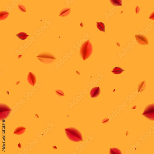 Autumn seamless pattern, background with red leaves, fall nature vector design elements. Web layout template