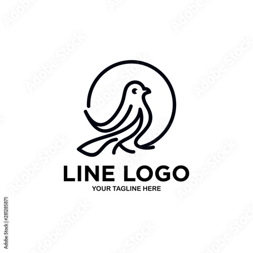 Abstract Bird Logo Design Creative Line Vector