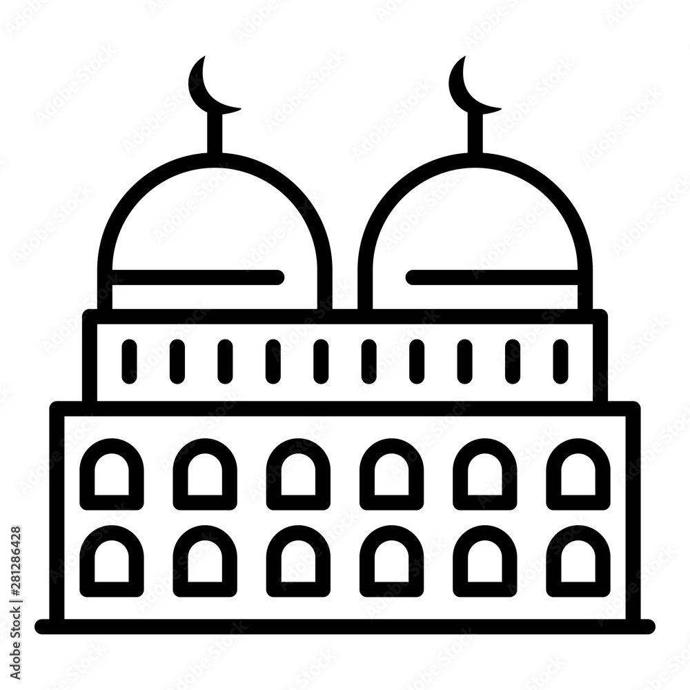 Two dome mosque icon. Outline two dome mosque vector icon for web design isolated on white background Two dome mosque icon. Outline two dome mosque vector icon for web design isolated on white background