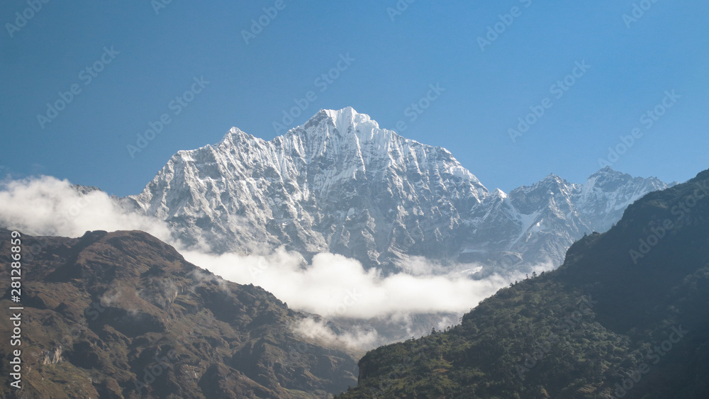 Everest Base Camp Thamserku mountain view from lukla to phakding and namche bazaar,Nepal Everest Base Camp Thamserku mountain view from lukla to phakding and namche bazaar,Nepal
