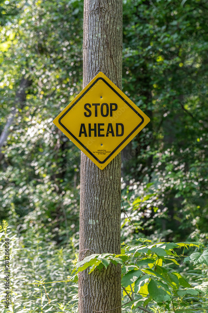 Stop Ahead Trail Sign