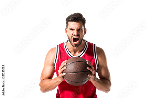 angry basketball player with ball Isolated On White © LIGHTFIELD STUDIOS