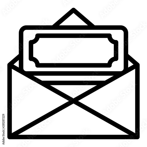Envelope with donations icon. Outline envelope with donations vector icon for web design isolated on white background