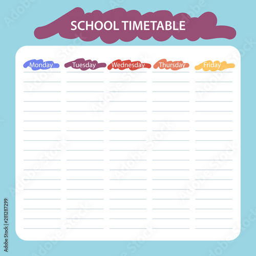 Creative school schedule card with paint