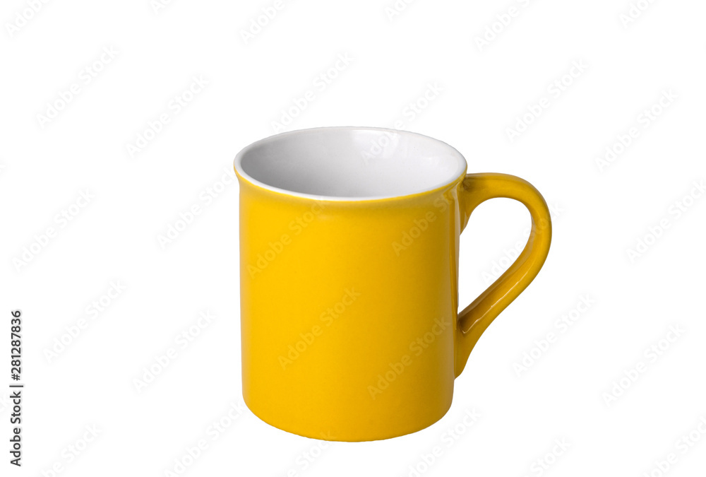 Empty Yellow Ceramic Mug With White Background and clipping path Empty Yellow Ceramic Mug With White Background and clipping path